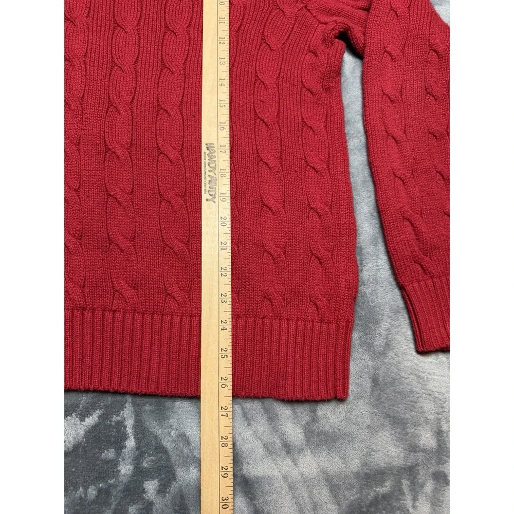 VTG Polo Ralph Lauren Cable Knit Sweater Men Red Size XL Cotton Crewneck